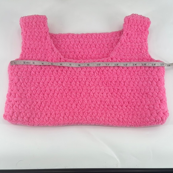 Vintage 70’s Barbiecore Handmade Cropped Soft Girl Plush Sleeveless Sweater Top - Picture 6 of 8